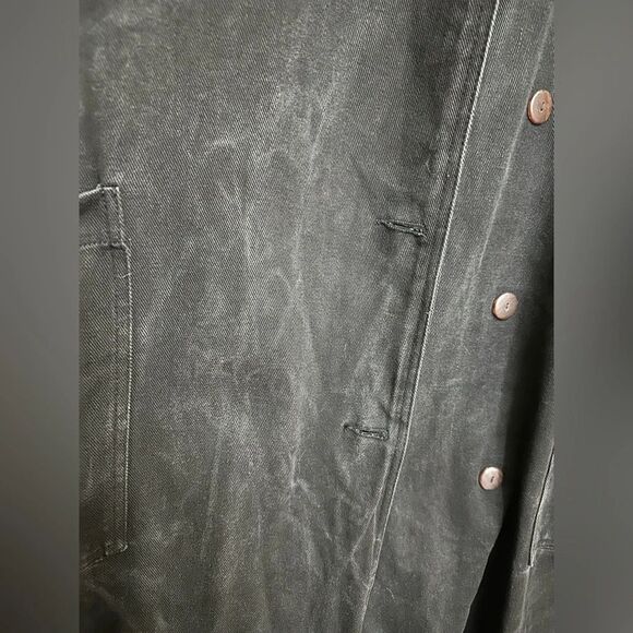 Canvas/leather vintage 80s Red Pepper long jacket trench mens medium - Picture 7 of 9